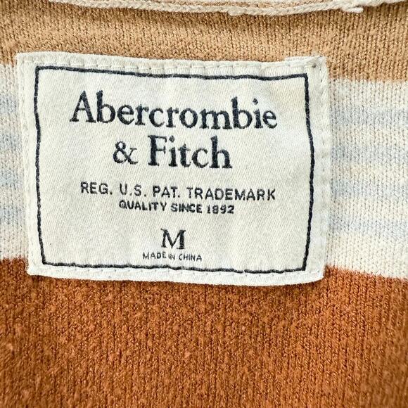 Abercrombie & Fitch Striped Cardigan Grandpacore Sweater‎ Brown Cream Blue, M - Picture 3 of 9